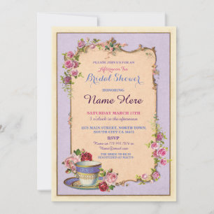 Tea Party Bridal Shower Garden Teacup Invitation