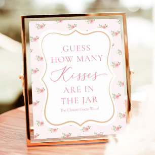 Tea Party Bridal Shower Guess How Many Kisses Poster