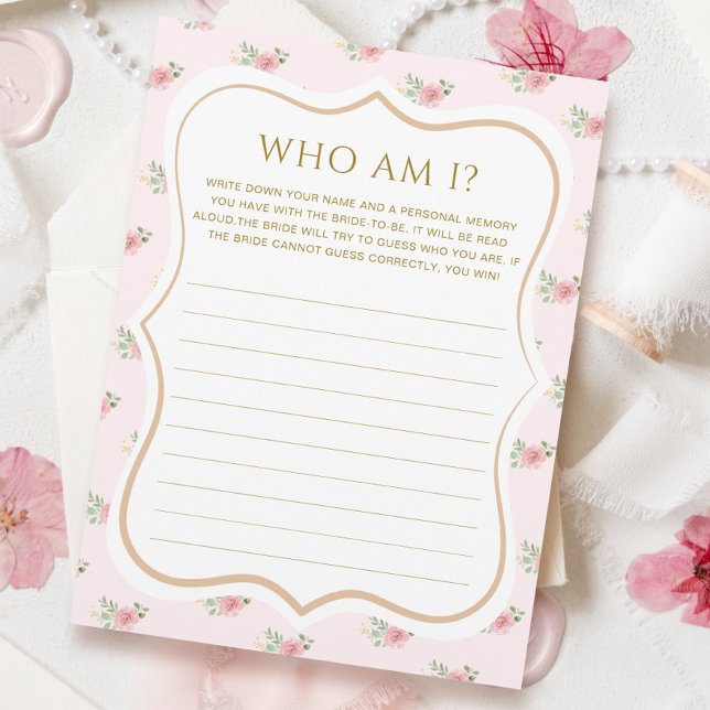 Tea Party Bridal Shower Guess Who Game Card (Creator Uploaded)