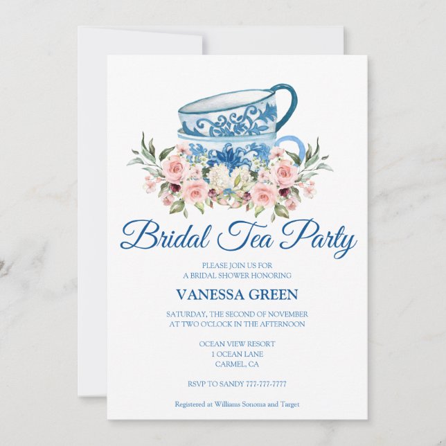 Tea Party Bridal Shower  Invitation (Front)