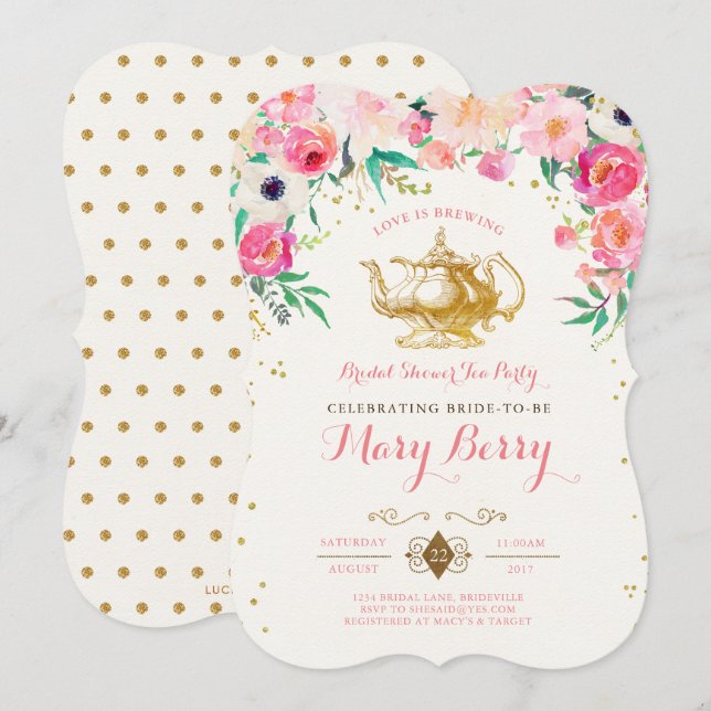 Tea Party Bridal Shower Invitation (Front/Back)