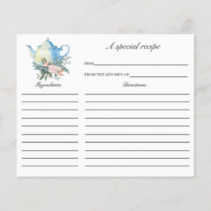 Tea Party Bridal Shower Recipe card