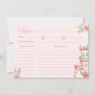 Tea Party Bridal Shower Recipe Card