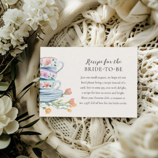 Tea Party Bridal Shower Recipe Card 