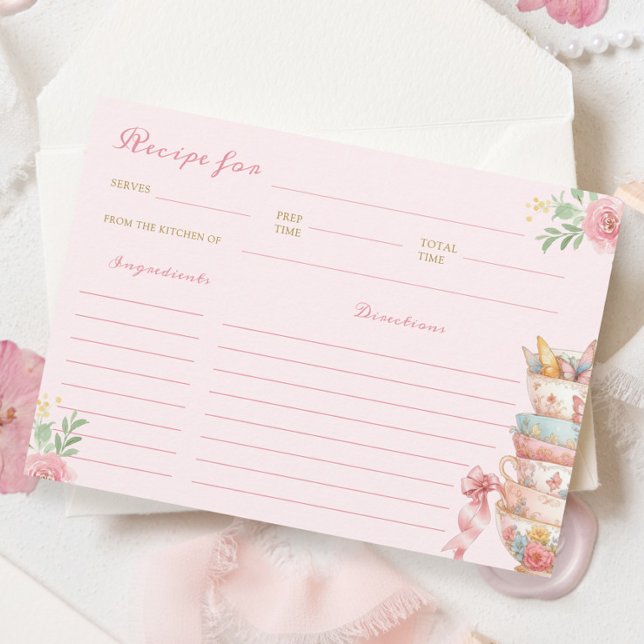 Tea Party Bridal Shower Recipe Card (Creator Uploaded)