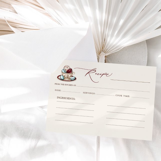 Tea Party Bridal Shower Recipe Enclosure Card (Creator Uploaded)