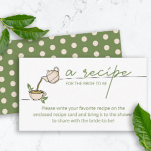 Tea Party Bridal Shower Recipe for the bride Enclosure Card
