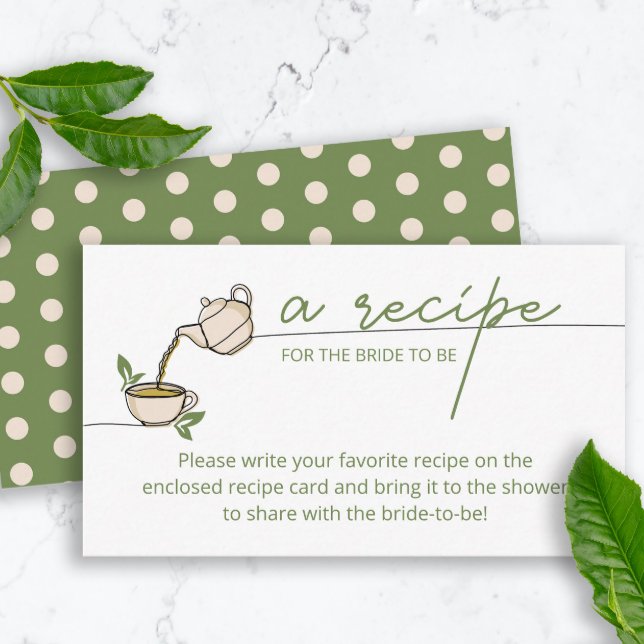 Tea Party Bridal Shower Recipe for the bride  Enclosure Card (Creator Uploaded)