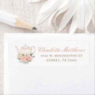 Tea Party Bridal Shower Return Address Label
