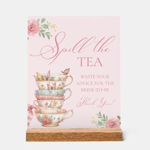 Tea Party Bridal Shower Spill the tea Advice Acrylic Sign