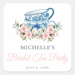 Tea Party Bridal Shower Square Sticker