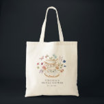 Tea Party Bridal Shower Tote Bag<br><div class="desc">Let Your Special Day Blossom with Tea Party Bridal Shower Tote Bag! This design features stunning hand-painted watercolor florals in hues of deep purple, dusty blue, and blush pink with sage greenery. Whether you're hosting a garden party or a cosy, intimate gathering, this beautiful sticker design will bring a special...</div>