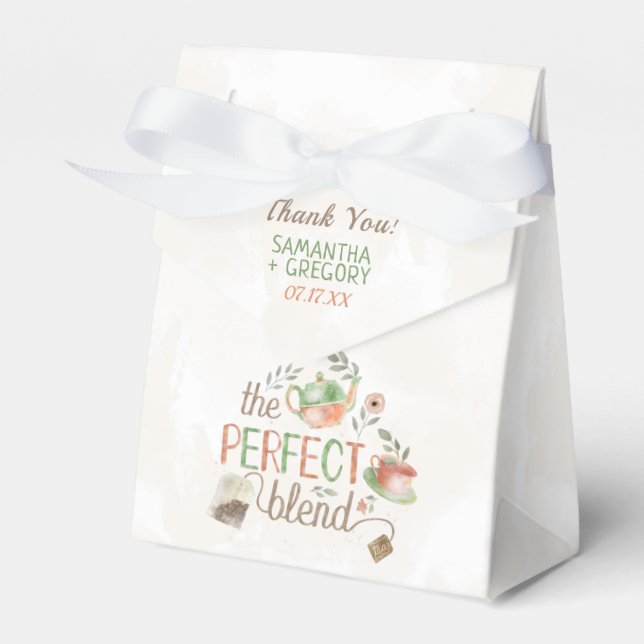 Tea Party Bridal Wedding Shower The Perfect Blend Favour Box (Front Side)