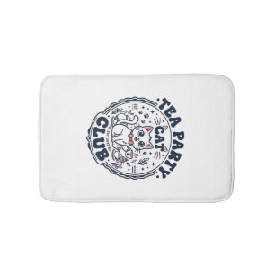 Tea Party Cat Pet Lover Shirt Art - Tea Party Cat Bath Mat