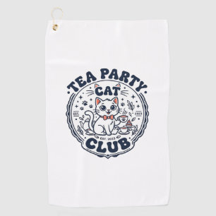 Tea Party Cat Pet Lover Shirt Art - Tea Party Cat Golf Towel