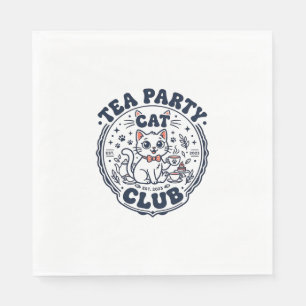 Tea Party Cat Pet Lover Shirt Art - Tea Party Cat  Napkin