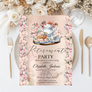 Tea Party Chic Roses Vintage Retirement Party Invitation