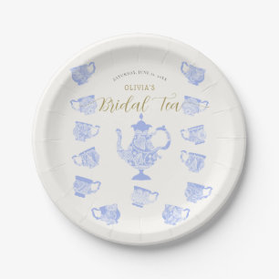Tea Party Chinoiserie Blue Boho Lace Bridal Shower Paper Plate