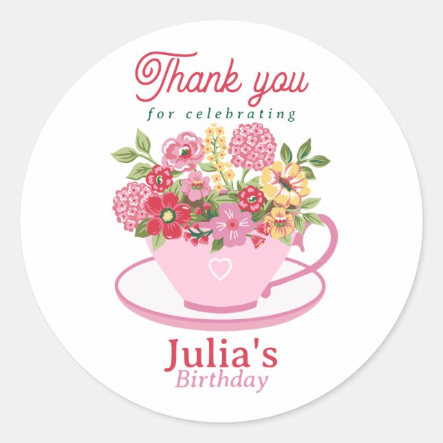 Tea Party Classic Round Sticker (Front)