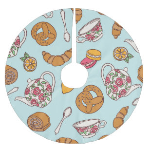 Tea Party, Confectionery Seamless Background. Brushed Polyester Tree Skirt