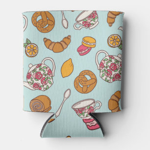 Tea Party, Confectionery Seamless Background. Can Cooler