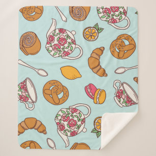 Tea Party, Confectionery Seamless Background. Sherpa Blanket