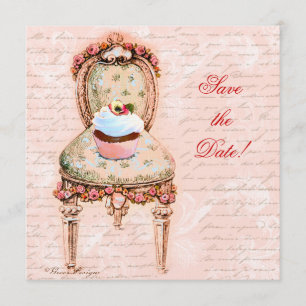 Tea Party Cupcake & Chair Save The Date