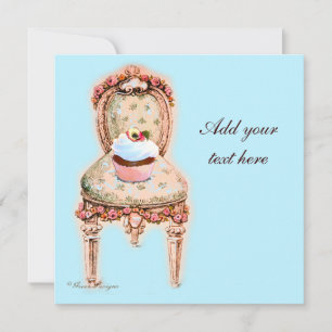 Tea Party Cupcake Victorian Design Invitations