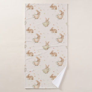  tea party cute bunnies bath towel set