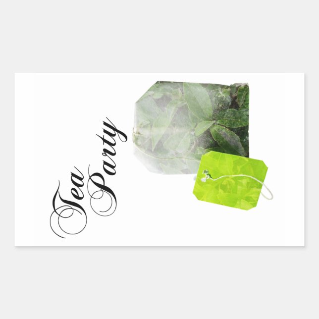 tea party double exposure rectangular sticker (Front)