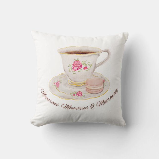 Tea Party Elegant Bridal Shower Bachelorette Cushion (Front)