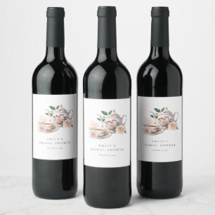 Tea Party Elegant Bridal Shower Wine Label