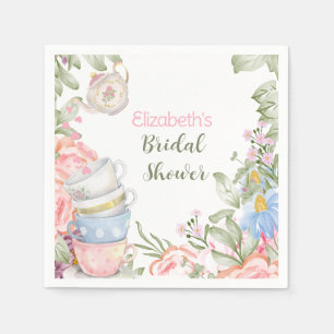 Tea Party Elegant Pink Green Bridal Shower     Napkin