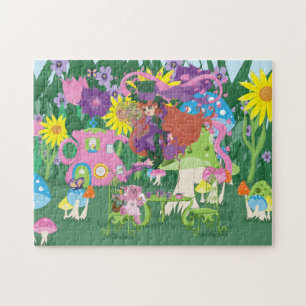 Tea Party Fairy, Vintage Watch, and Mushrooms Jigsaw Puzzle