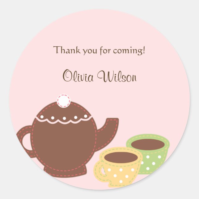 Tea Party Favour Sticker or Envelope Seal (Front)