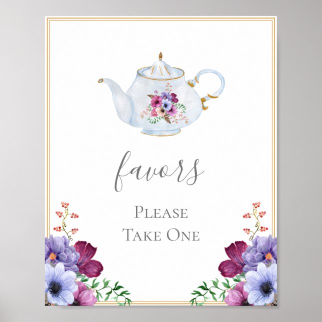 Tea Party Favours Bridal Shower Poster (Front)