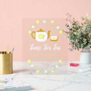 Tea Party Floral Baby Shower Acrylic Sign