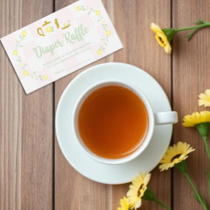 Tea Party Floral Baby Shower Diaper Raffle Enclosure Card