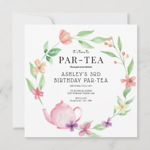Tea Party    Floral Birthday   Any Age Invitation