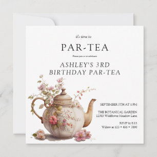 Tea Party    Floral Birthday   Any Age Invitation