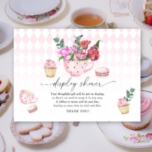 Tea Party Flowers girl baby shower display shower Enclosure Card