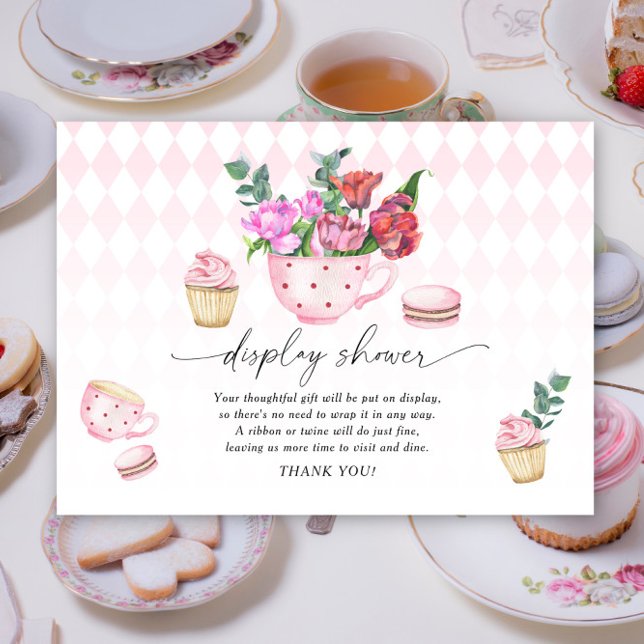 Tea Party Flowers girl baby shower display shower Enclosure Card (Creator Uploaded)