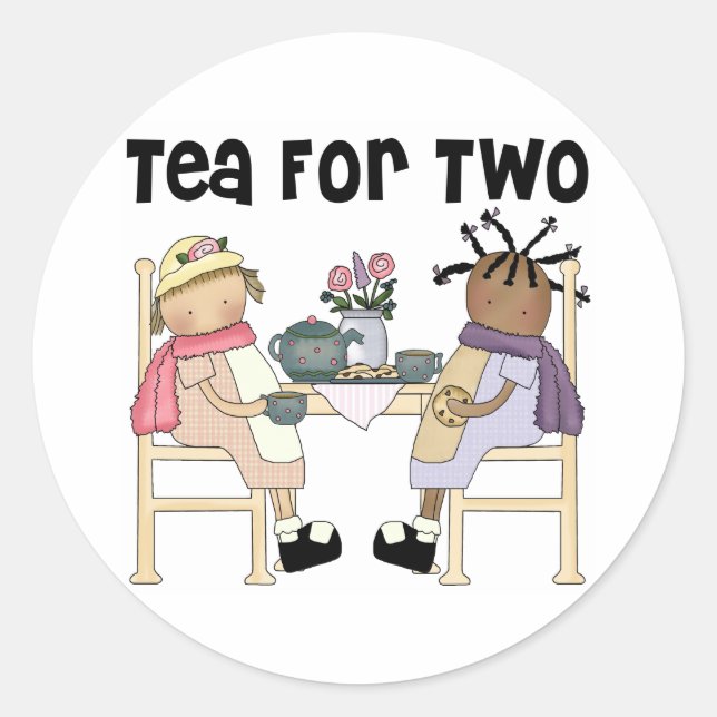Tea Party for Two Classic Round Sticker (Front)