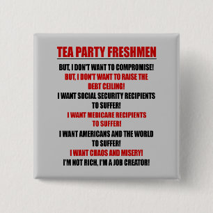 tea party freshmen 15 cm square badge