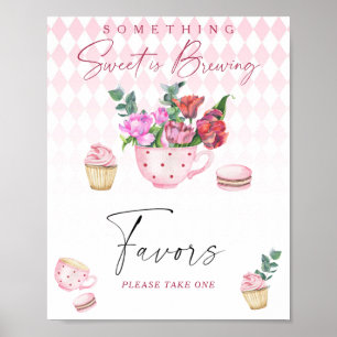 Tea Party Girl Baby shower Favours Poster