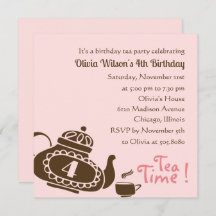 Tea Party - Girl Birthday Invitation