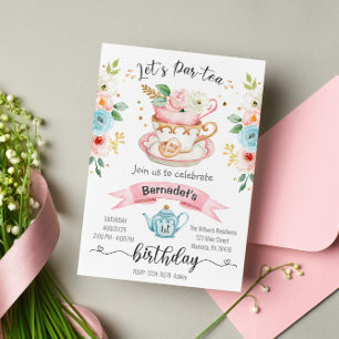Tea Party Girl Birthday Invitation