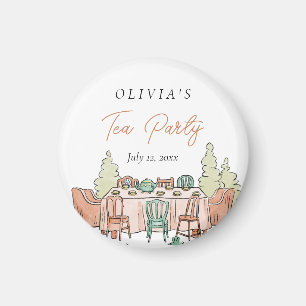 Tea party girls birthday cute magnet