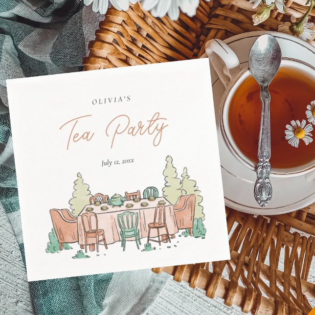 Tea party girls birthday cute  napkin (Creator Uploaded)