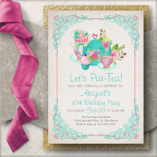 Tea Party Girls Birthday Invitation